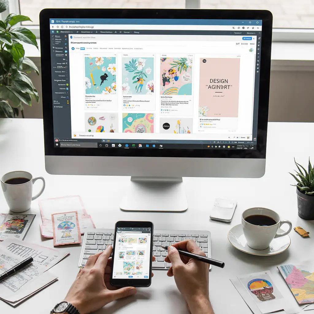A Creative Workspace with a Laptop for Graphic Design