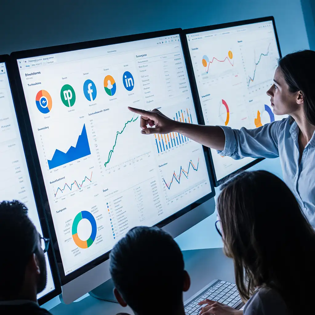 Professional Marketing Team Analyzing Ad Campaign Performance
