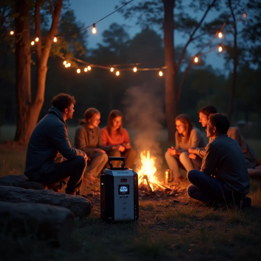 Group of Friends Around a Campfire