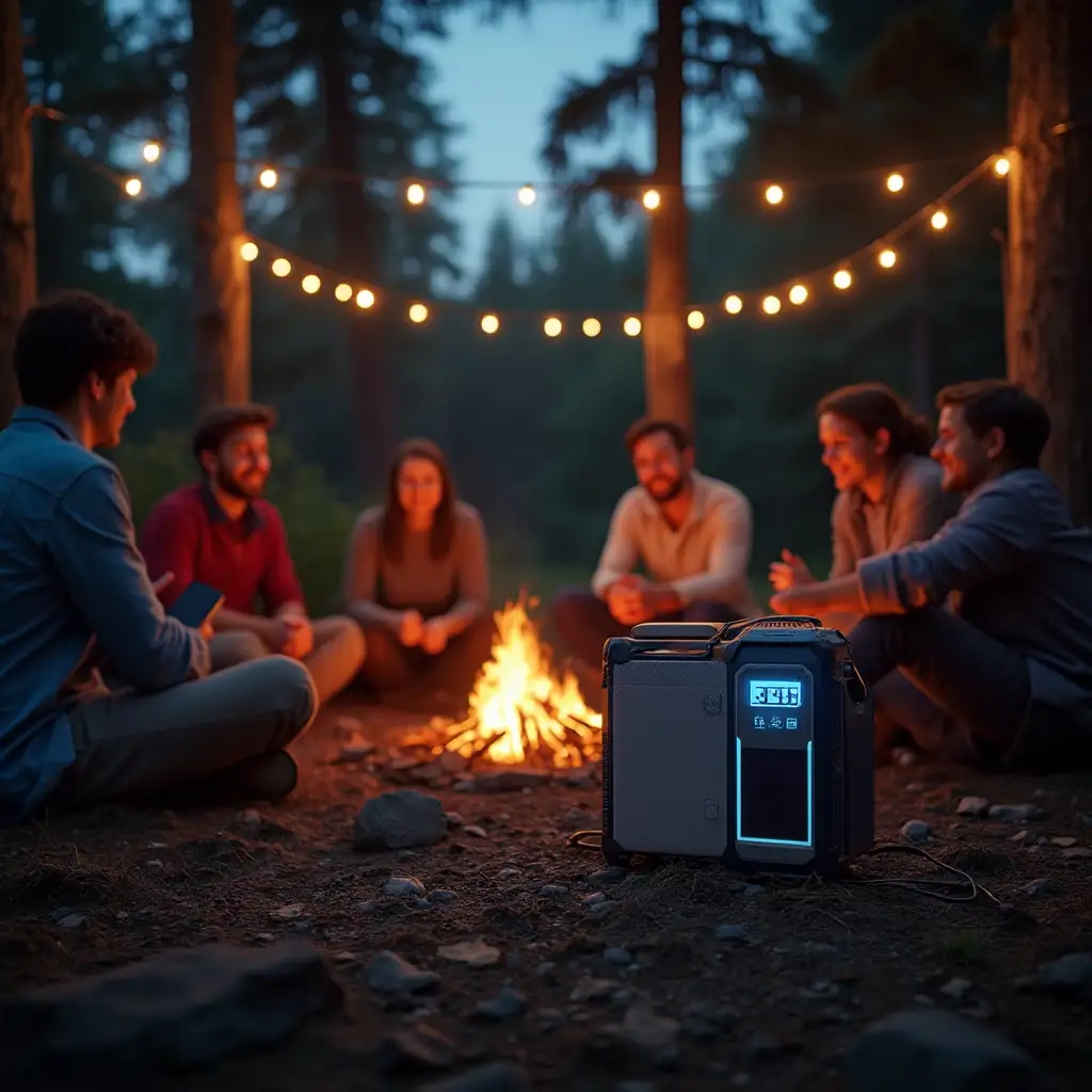 Group of Friends Around a Campfire
