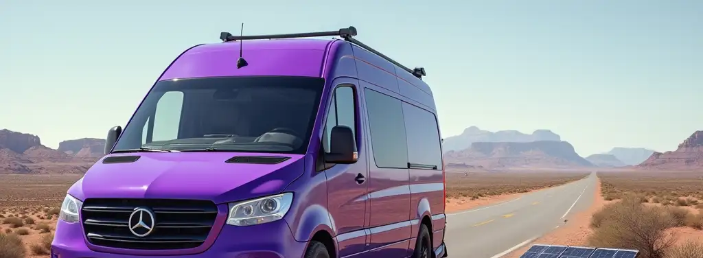 Vanlife in a Vibrant Purple Van
